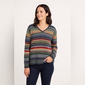 EUC Vintage  Fair Isle Colorful Striped V-Neck Sweater